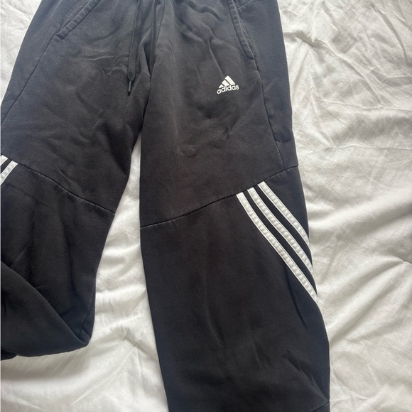 Adidas Black Joggers with White Stripes - Picture 2 of 4